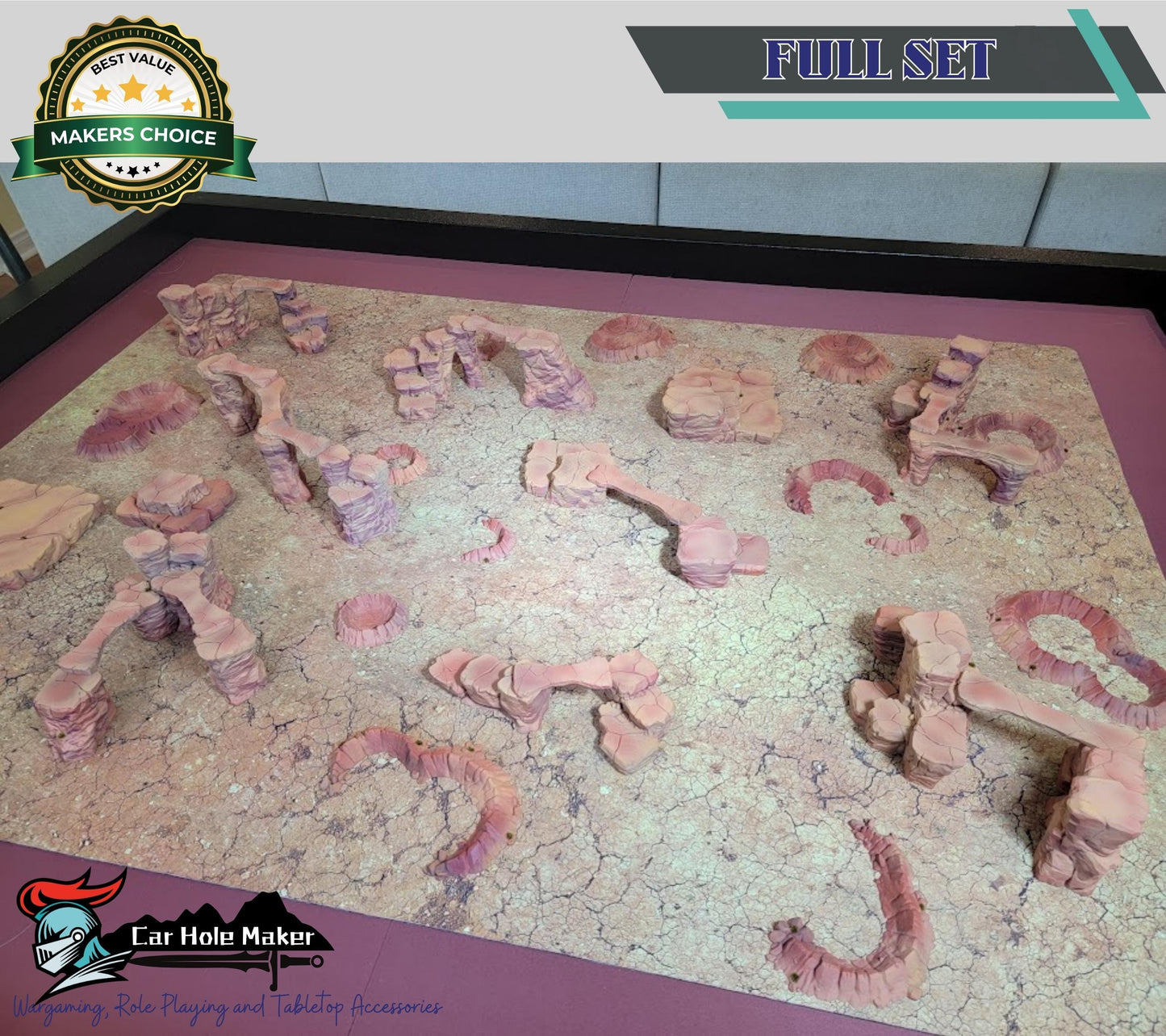 Rocky Desert Terrain – Modular Cliff & Crater Set for Sci-Fi Skirmish Games | Great for Frontier & Wasteland Battles (28–32mm Scale)