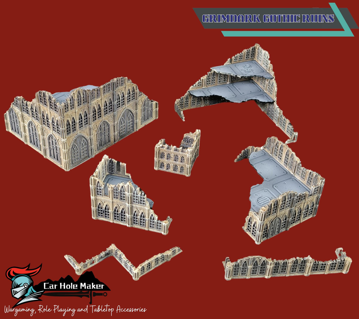 Epic Scale Modular Sci‑Fi Terrain Set for 6–8 mm Miniatures: Gothic Cathedral Centerpiece, Modular Ruins & Streets for Full Table Battles