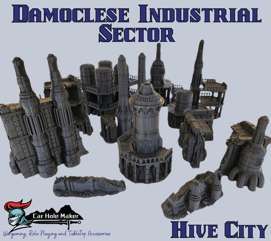 Damoclese Industrial Terrain Set – Grimdark Hive City Booster for Warhammer 40K, Kill Team, Necromunda & More | 28–32mm Scale