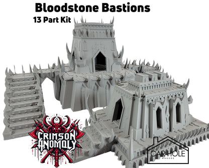 Bloodstone Bastions - 13 Part Set - Wargaming Terrain and Scenery. Crimson Anomaly Terrain Series. Fits 40k World Eaters and Khorne Daemons