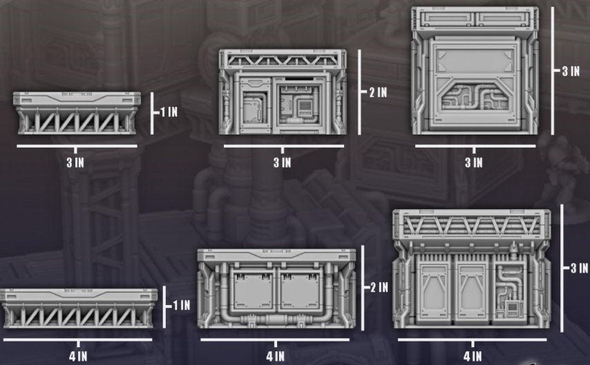 Modular Industrial Terrain Set for 28mm–32mm Sci-Fi Games | Stackable Platforms & Walkways