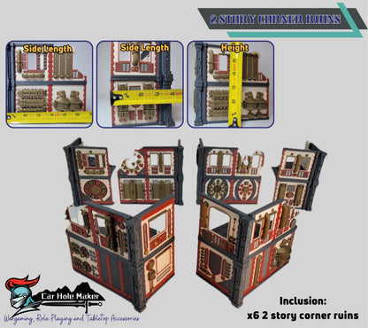 Full Color Mechanical Ruin Terrain Set – Multicolor 3D Printed Sci-Fi Walls & Crates for Kill Team, Necromunda, and 40K (28–32mm)
