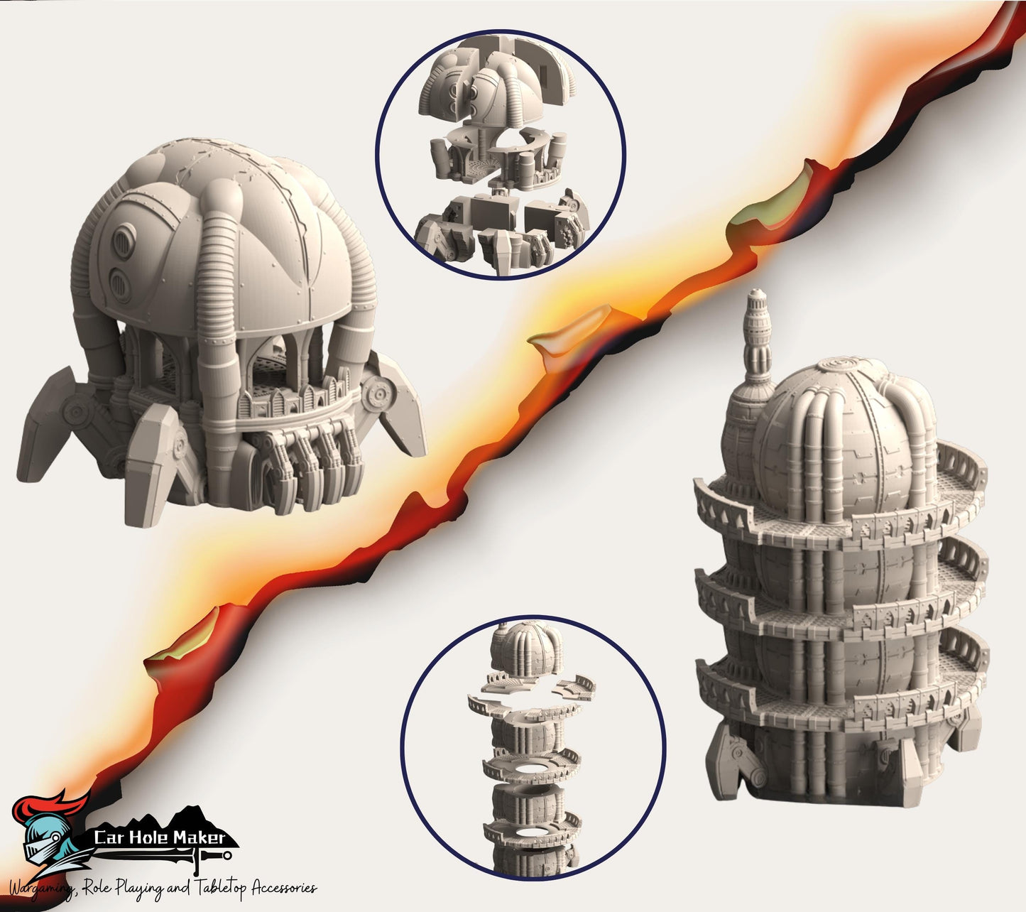Hades Ridge Platform – Full Sci-Fi Fortress Terrain Set with Elevation & Walkways for 28–32mm Games like 40K, Kill Team, Stargrave