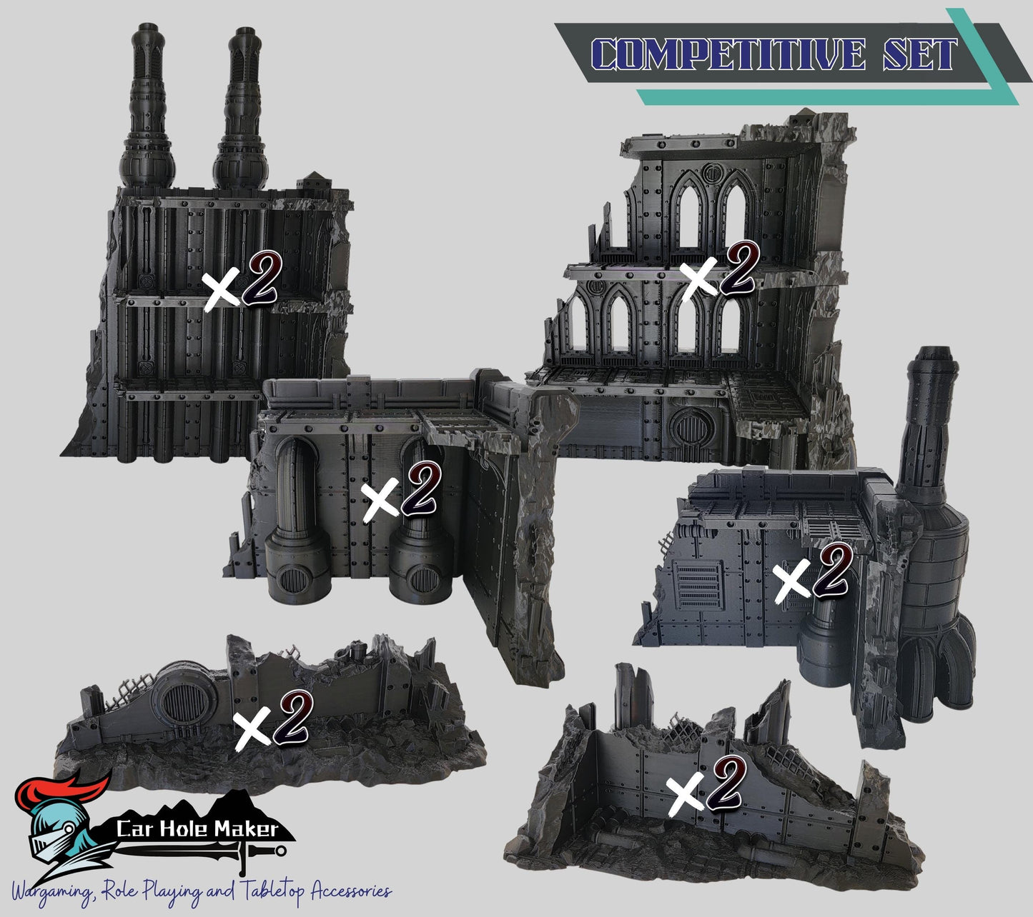 Damoclese Industrial Terrain Set – Grimdark Hive City Booster for Warhammer 40K, Kill Team, Necromunda & More | 28–32mm Scale