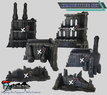 Damoclese Industrial Terrain Set – Grimdark Hive City Booster for Warhammer 40K, Kill Team, Necromunda & More | 28–32mm Scale