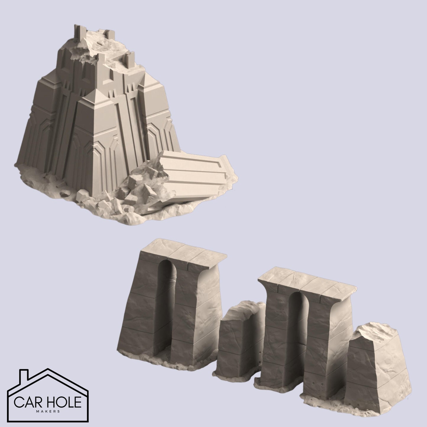 EPIC Wargame Terrain: Planet Krotone Ruins. Scenery at a 6mm to 8mm scale. Sorcerous Planet Claimed by Ruinous Powers Ravaged by War Terrain