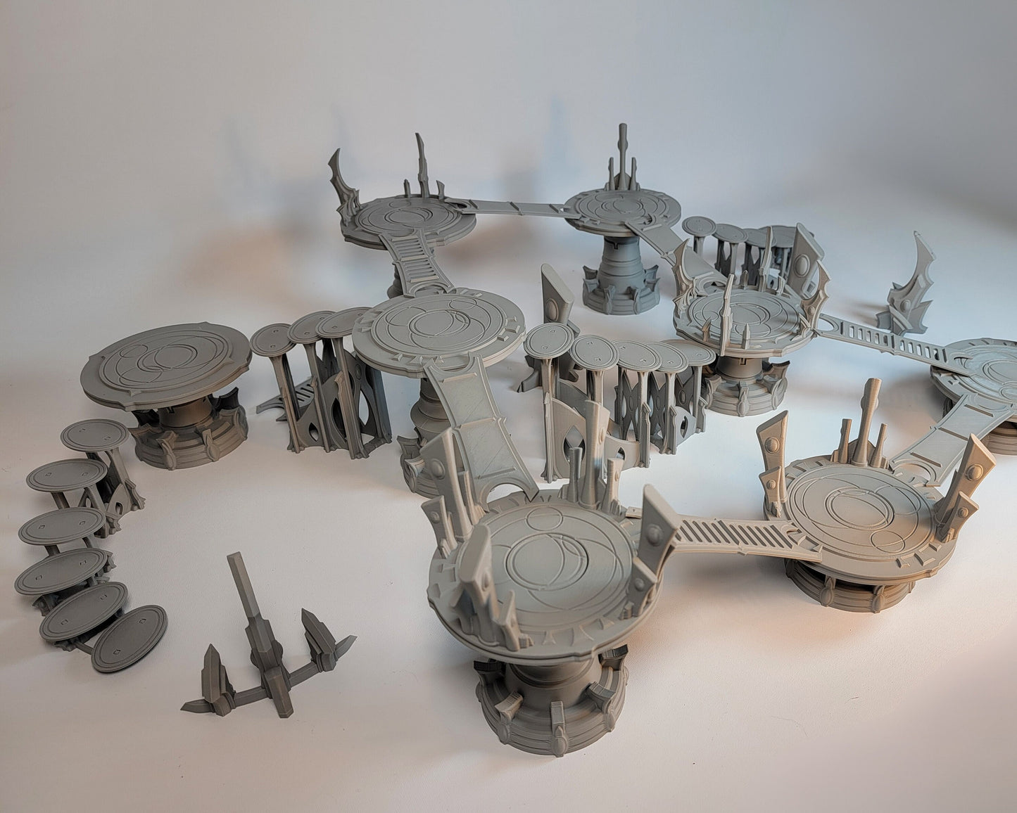 Elven Platforms Space Elves War Game Skirmish terrain. Platforms, Ramps, Barricades and Stairs for your Xenos tabletop battlefields.