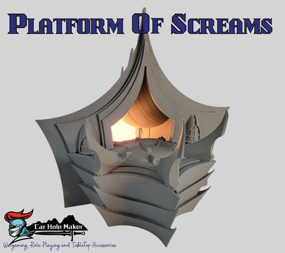 Platform of Screams Dark Elf City. Sci-Fi Wargaming terrain Turrets, Spires, Fortress, Webway Gates and Towers for your xenos battlefields.