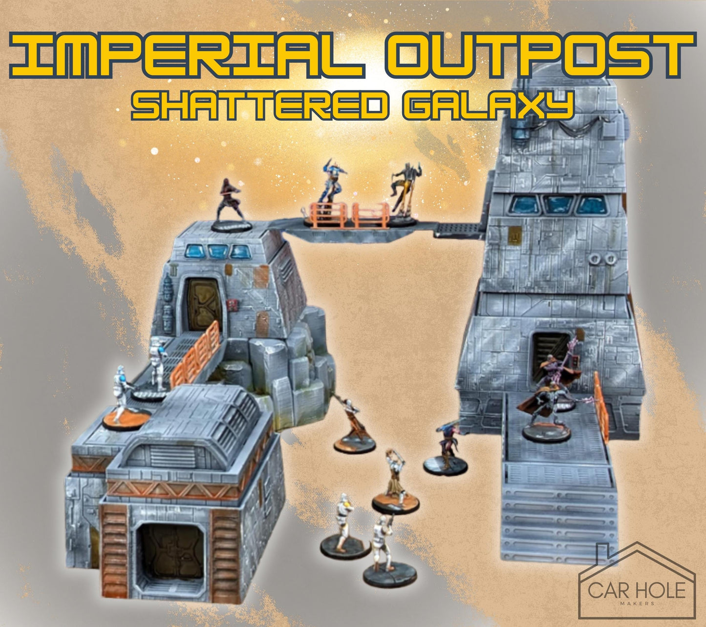 Sci-Fi Outpost Terrain Set – Modular Buildings and Elevated Walkways for Narrative & Competitive Play
