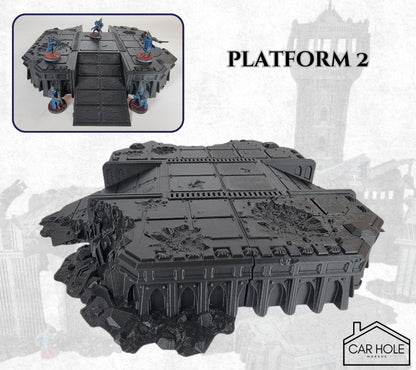 Sci-Fi Airfield Buildings – Control Tower, Ruins & Platforms for 28mm Wargames
