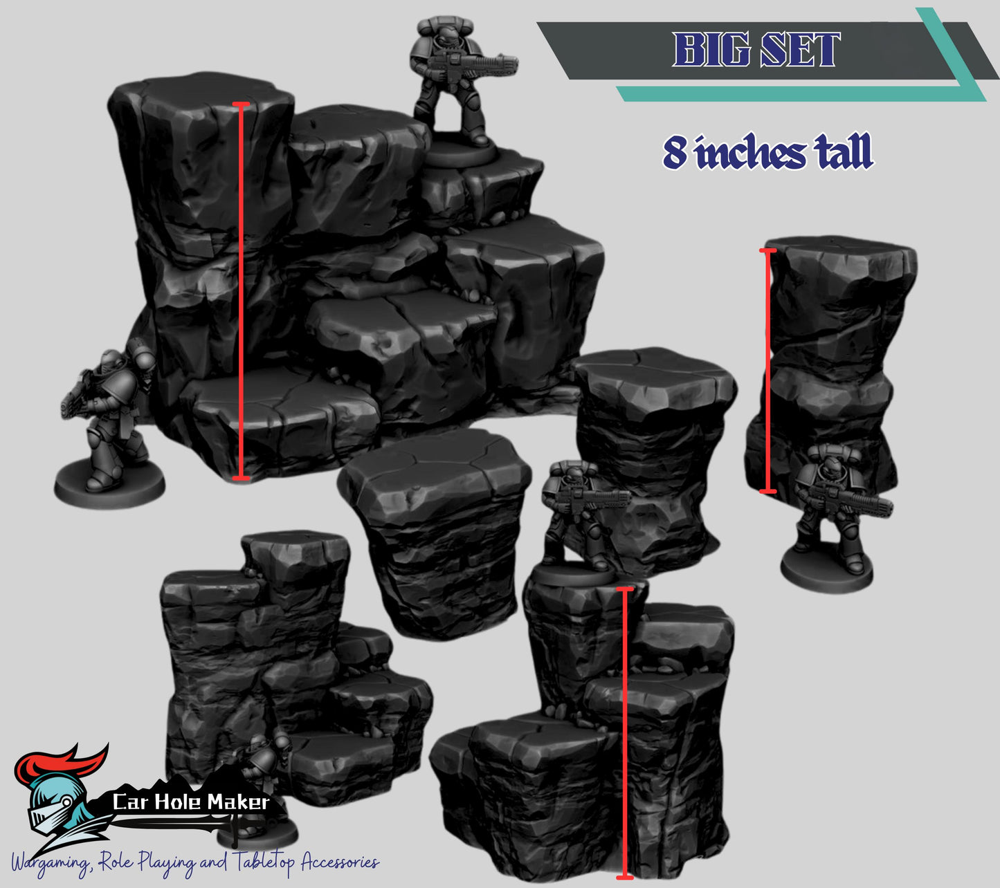 Rocky Desert Terrain – Modular Cliff & Crater Set for Sci-Fi Skirmish Games | Great for Frontier & Wasteland Battles (28–32mm Scale)