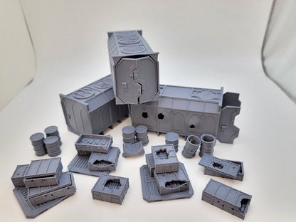 WARGAME CONTAINERS and CRATES, Tabletop Terrain Gothic Sci-Fi Scatter Imperial Sector, Rpg & Wargame Scenery