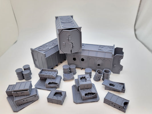 WARGAME CONTAINERS and CRATES, Tabletop Terrain Gothic Sci-Fi Scatter Imperial Sector, Rpg & Wargame Scenery