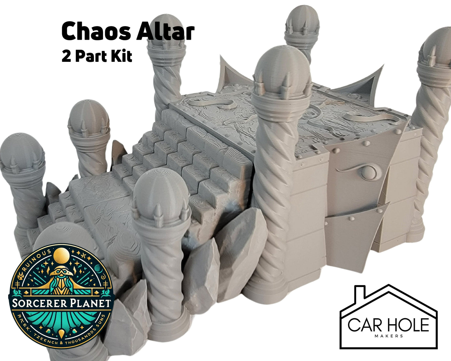 Chaos Altar - 2 Part Set Wargaming Terrain and Scenery. Sorcerers Planet Terrain Series. Fits 40k Thousand Sons and Tzeentch Daemons