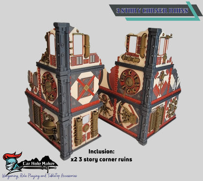 Full Color Mechanical Ruin Terrain Set – Multicolor 3D Printed Sci-Fi Walls & Crates for Kill Team, Necromunda, and 40K (28–32mm)