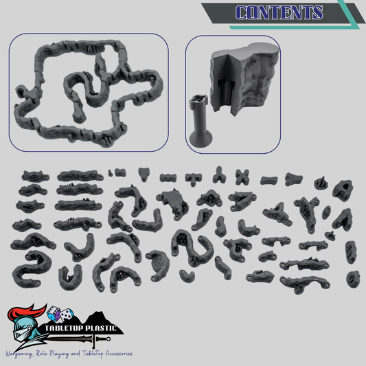 Modular Cavern Terrain Set, Reconfigurable Cave Rooms & Tunnel Walls for Underdark Delves