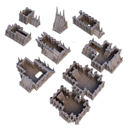 Gothic Manor Terrain Tower – 28mm Fantasy Modular Ruin with Playable Interiors