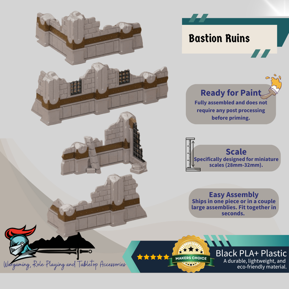 Fallen Bastion: Ruined Corners Set – Low Cover Terrain for 28mm Wargames