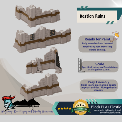 Fallen Bastion: Ruined Corners Set – Low Cover Terrain for 28mm Wargames