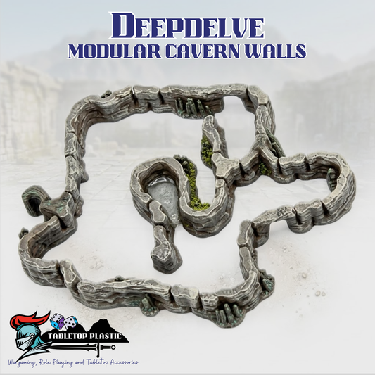 Modular Cavern Terrain Set, Reconfigurable Cave Rooms & Tunnel Walls for Underdark Delves