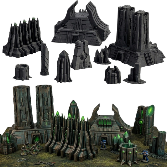Tomb World Necropolis Terrain Set – Karnac Pyramid Monoliths for 28mm–32mm Tabletop Wargames