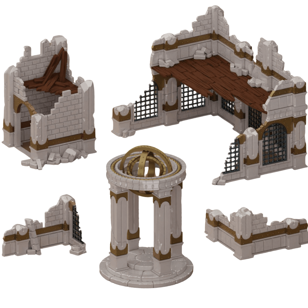 Destroyed Jail Skirmish Outpost – Multi-Level Gothic Ruin Terrain for 28mm Tabletop