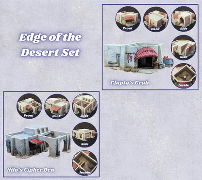 Mos Jemra Desert Spaceport Terrain Set: Adobe-Style Buildings, Market Stalls, and Props for 28–32mm Sci-Fi Wargames and RPGs
