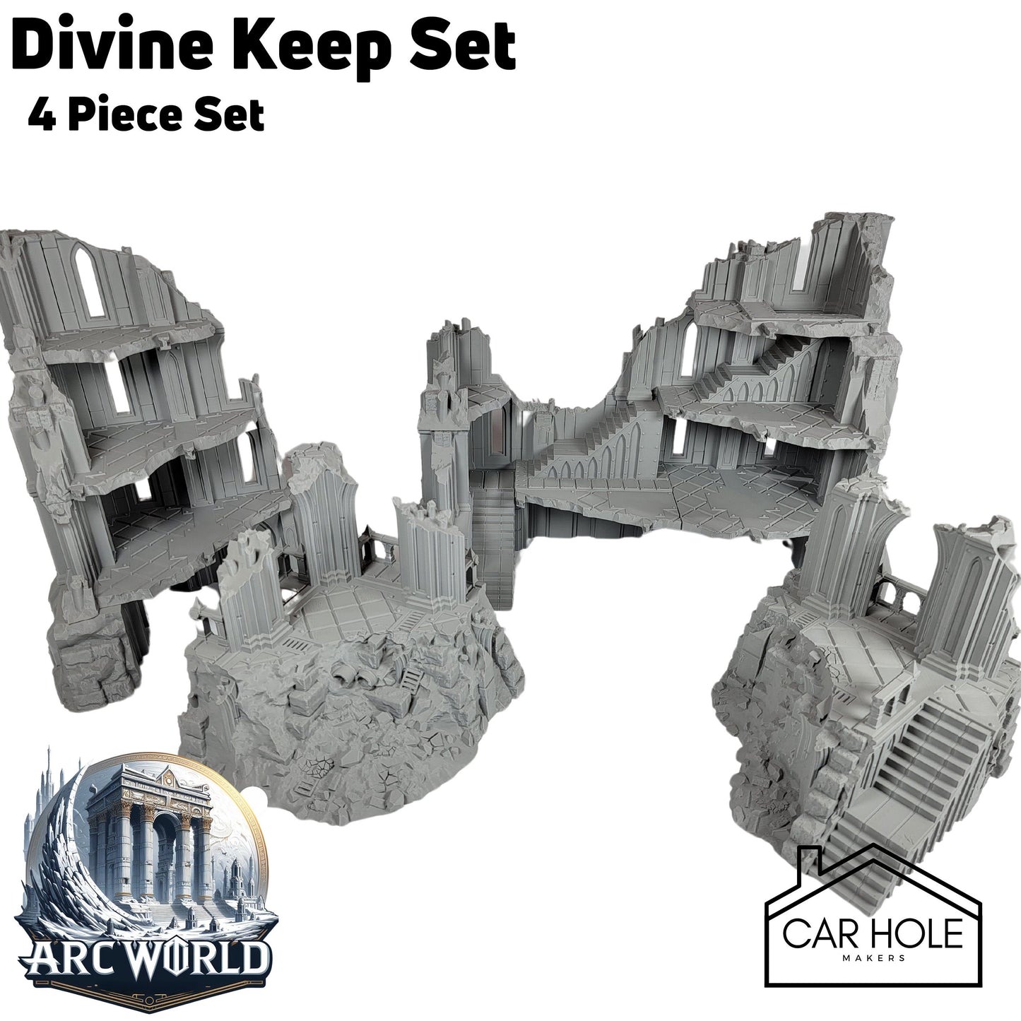 Divine Keep Set: Wargaming Terrain Ruins Fits Legion Sci-Fi Tabletop Terrain Set 40k 28mm Scale Building & Scatter Arc World