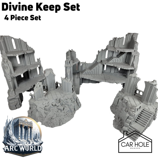 Divine Keep Set: Wargaming Terrain Ruins Fits Legion Sci-Fi Tabletop Terrain Set 40k 28mm Scale Building & Scatter Arc World