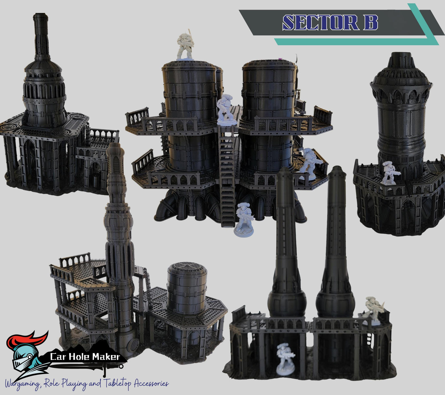 Damoclese Industrial Terrain Set – Grimdark Hive City Booster for Warhammer 40K, Kill Team, Necromunda & More | 28–32mm Scale