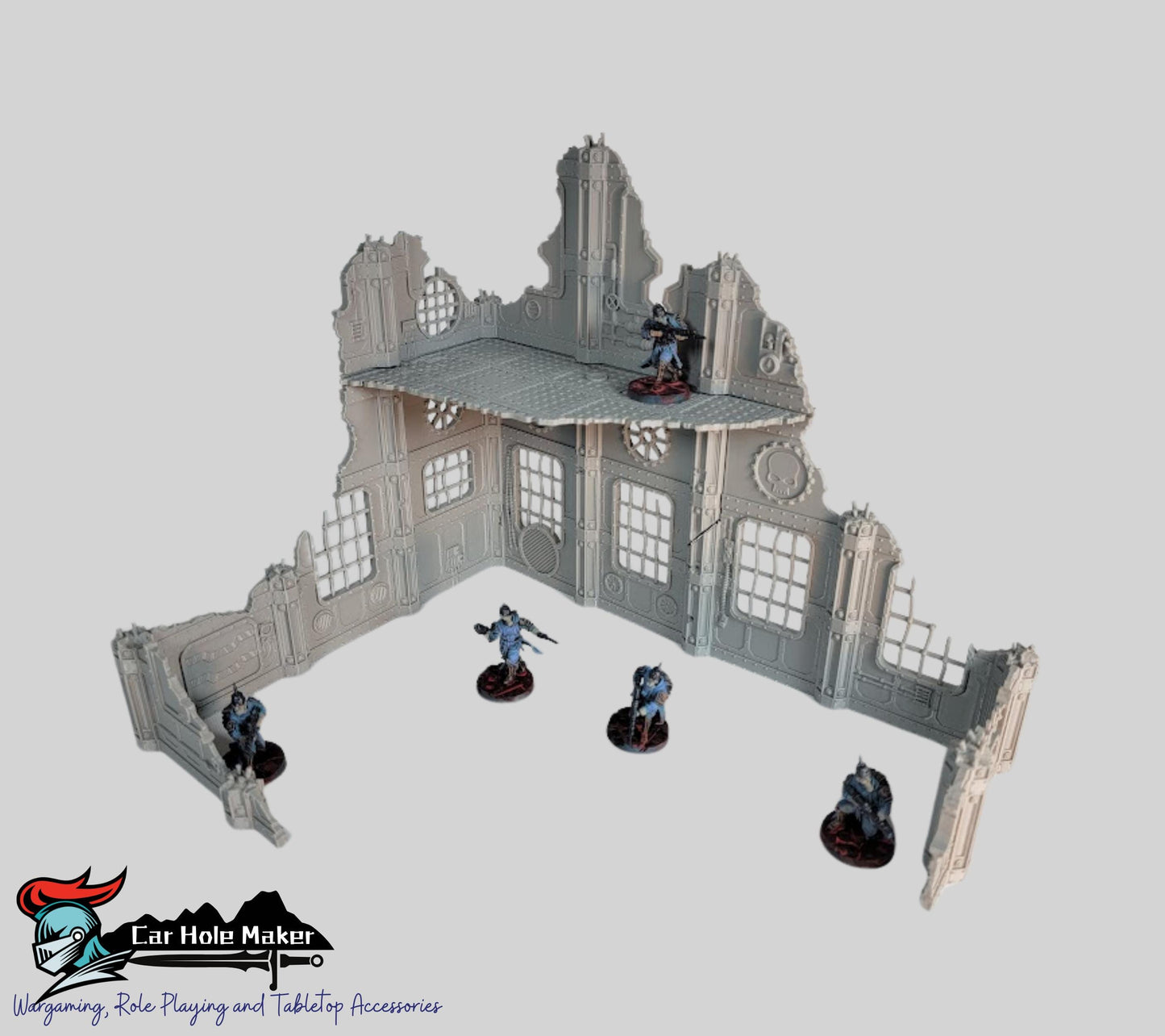 Modular Factory Ruin Terrain Set for 28mm–32mm Miniatures | Configurable Industrial Sci-Fi Building