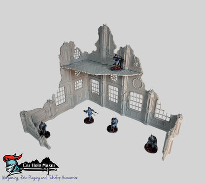 Modular Factory Ruin Terrain Set for 28mm–32mm Miniatures | Configurable Industrial Sci-Fi Building