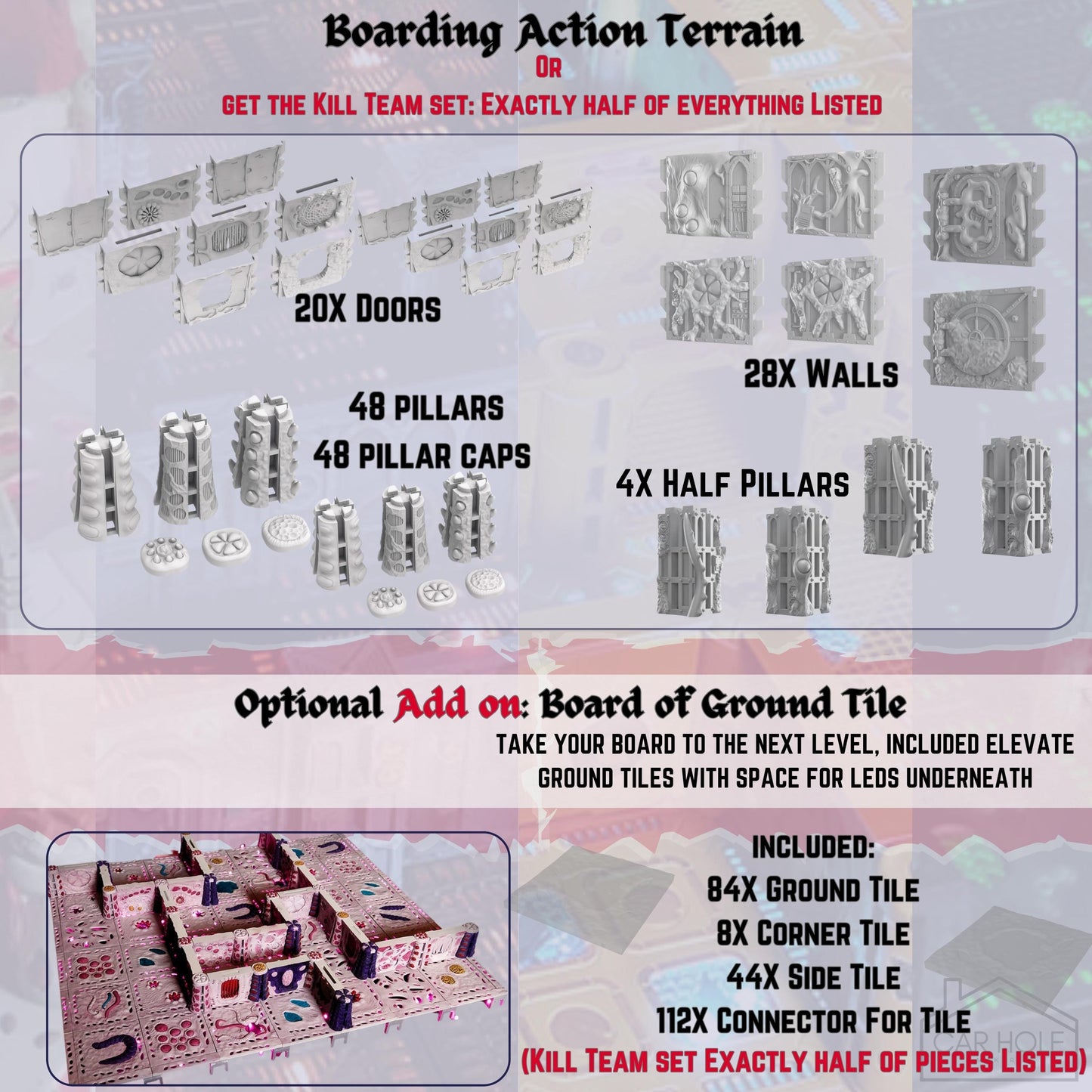 Boarding Action Kill Team Terrain: Modular Terrain for Tabletop Wargames & RPGs, Working Doors, Xenos Terrain, Sci Fi Floor Tiles