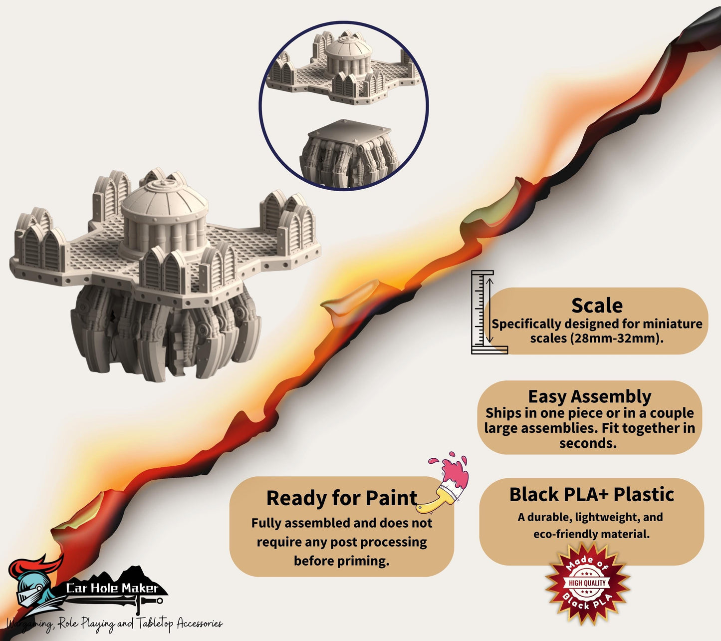 Hades Ridge Platform – Full Sci-Fi Fortress Terrain Set with Elevation & Walkways for 28–32mm Games like 40K, Kill Team, Stargrave