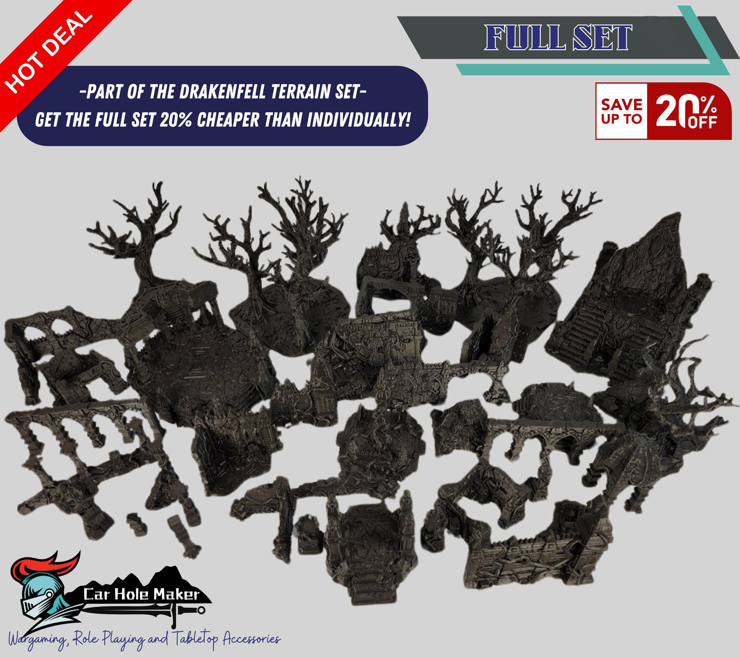 Fantasy Forest Terrain – Gnarled Trees & Scenic Bases for RPGs & Wargaming | 28–32mm Scale, Unpainted & Customizable for Gothic Tables