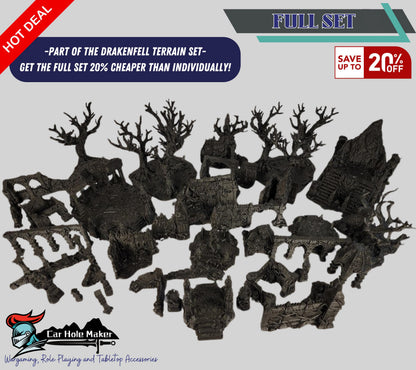 Fantasy Forest Terrain – Gnarled Trees & Scenic Bases for RPGs & Wargaming | 28–32mm Scale, Unpainted & Customizable for Gothic Tables