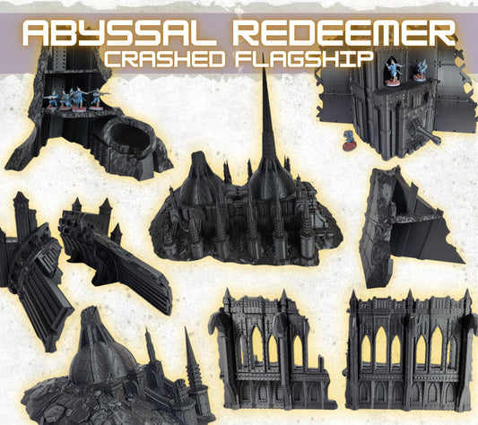 Abyssal Redeemer Terrain Set – Sci-Fi Gothic Crashed Flagship for 40k 10th Edition, 28mm Wargaming Scenery, and Tabletop Gaming Terrain