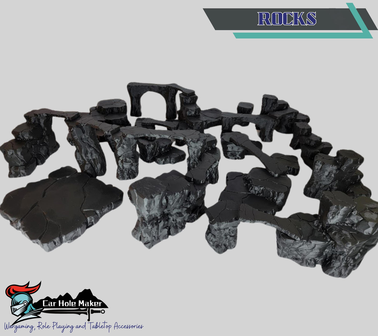 Rocky Desert Terrain – Modular Cliff & Crater Set for Sci-Fi Skirmish Games | Great for Frontier & Wasteland Battles (28–32mm Scale)