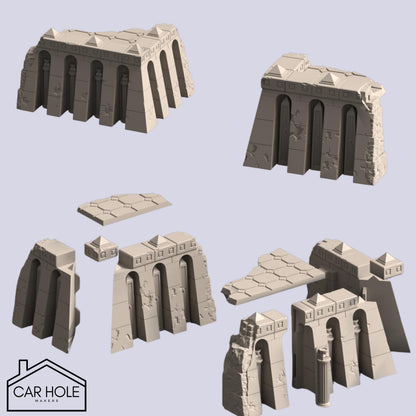 EPIC Wargame Terrain: Planet Krotone Ruins. Scenery at a 6mm to 8mm scale. Sorcerous Planet Claimed by Ruinous Powers Ravaged by War Terrain