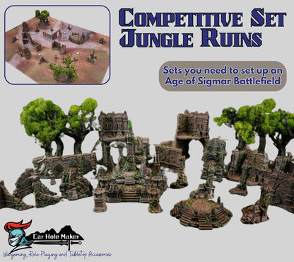 Wargame Jungle Terrain – Drakenfel Temple Ruins for AoS, Frostgrave, D&D, and Other Fantasy Games (28mm–32mm)