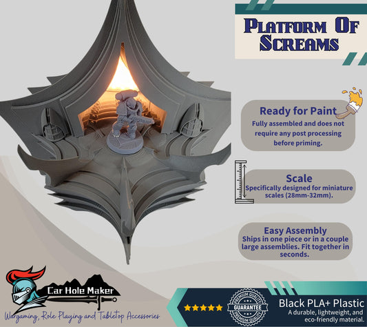Platform of Screams Dark Elf City. Sci-Fi Wargaming terrain Turrets, Spires, Fortress, Webway Gates and Towers for your xenos battlefields.