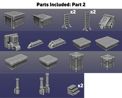 Modular Industrial Terrain Set for 28mm–32mm Sci-Fi Games | Stackable Platforms & Walkways