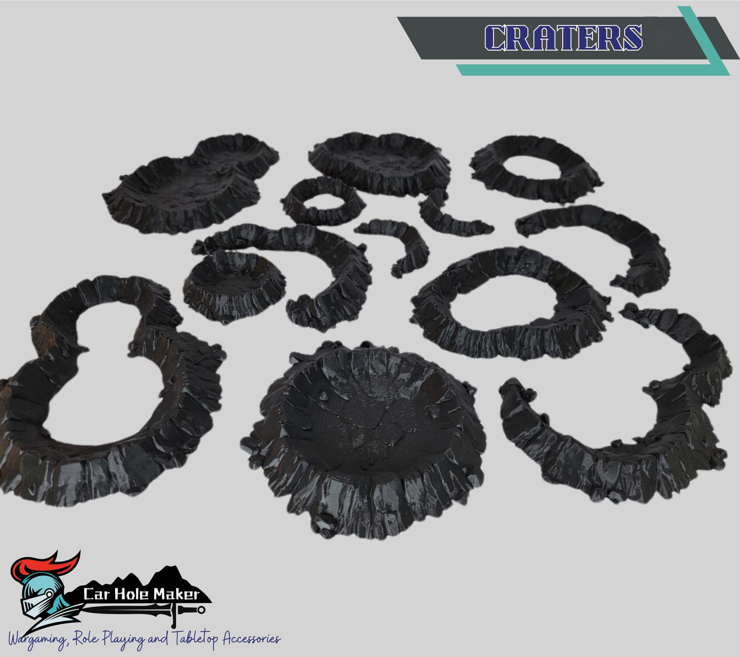 Rocky Desert Terrain – Modular Cliff & Crater Set for Sci-Fi Skirmish Games | Great for Frontier & Wasteland Battles (28–32mm Scale)