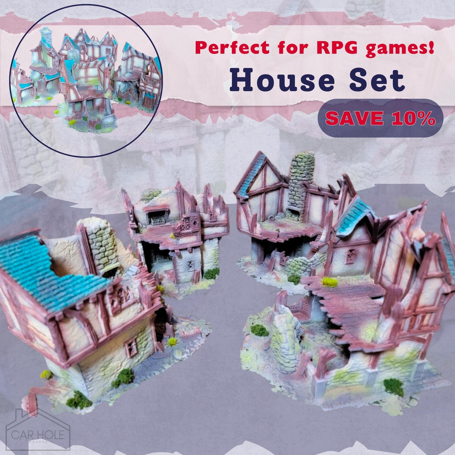Briarwood Shop Ruins 2 RPG Terrain: Battle Damaged Shop for Dungeons and Dragons and 28mm Wargames - Dark Realms Series