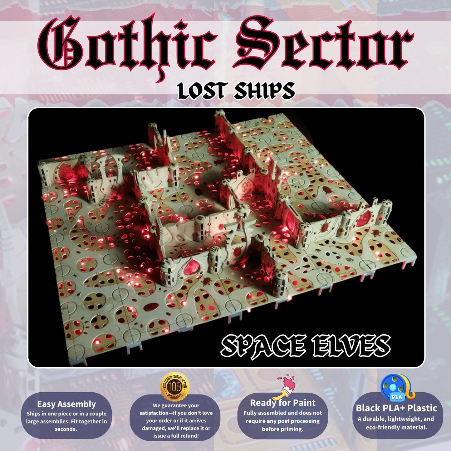 Boarding Action Kill Team Terrain: Modular Terrain for Tabletop Wargames & RPGs, Working Doors, Xenos Terrain, Sci Fi Floor Tiles