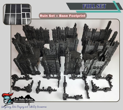 Tournament Terrain Set – Gothic Ruins with LOS Blocking & Platforms, Compatible with 28–32mm Sci-Fi Wargames and 10th Edition Match Play