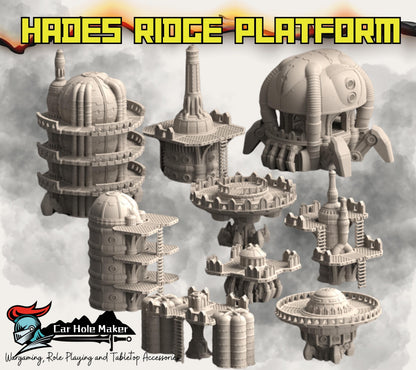 Hades Ridge Platform – Full Sci-Fi Fortress Terrain Set with Elevation & Walkways for 28–32mm Games like 40K, Kill Team, Stargrave