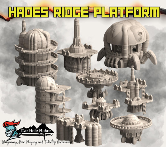 Hades Ridge Platform – Full Sci-Fi Fortress Terrain Set with Elevation & Walkways for 28–32mm Games like 40K, Kill Team, Stargrave