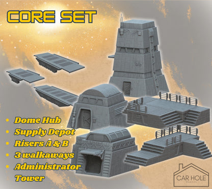 Sci-Fi Outpost Terrain Set – Modular Buildings and Elevated Walkways for Narrative & Competitive Play