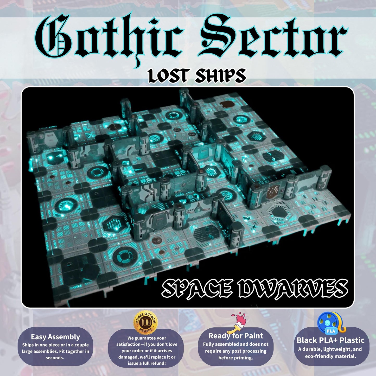 Boarding Action Kill Team Terrain: Modular Terrain for Tabletop Wargames & RPGs, Working Doors, Xenos Terrain, Sci Fi Floor Tiles